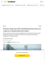 Nomura survey shows rising institutional crypto adoption driven by regulation and diversification