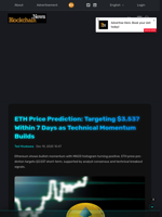 ETH Price Prediction: Targeting $3,537 Within 7 Days as Technical Momentum Builds - Blockchain.News