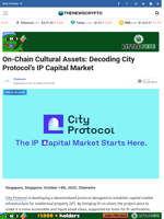 On-Chain Cultural Assets: Decoding City Protocol’s IP Capital Market - TheNewsCrypto