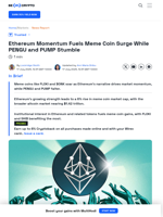 PENGU, PUMP Decline as Ethereum Powers Meme Coin Bull Run