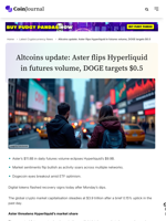Altcoins update: Aster flips Hyperliquid in futures volume, DOGE targets $0.5 - CoinJournal