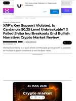 XRP's Key Support Violated, Is Cardano's $0.25 Level Unbreakable? 3 Failed Shiba Inu Breakouts End Bullish Narrative: Crypto Market Review - U.Today