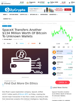SpaceX Transfers Another $134 Million Worth Of Bitcoin To Unknown Wallets ⋆ ZyCrypto