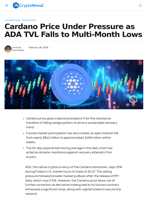 Cardano Price Under Pressure as ADA TVL Falls to Multi-Month Lows