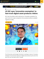 SEC chair Paul Atkins pushes ‘innovation exemption’ for crypto products