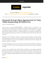 Vemanti Group Signs Agreement to Take 100% Ownership of ONUS Pro