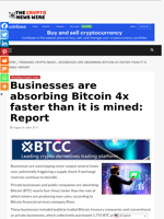 Businesses are absorbing Bitcoin 4x faster than it is mined: Report - The Crypto News Wire