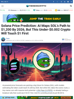 Solana Price Prediction: AI Maps SOL's Path to $1,200 By 2026, But This Under-$0.002 Crypto Will Touch $1 First