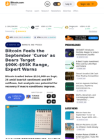 Bitcoin Feels the September 'Curse' as Bears Target $90K–$95K Range, Expert Warns – Markets and Prices Bitcoin News