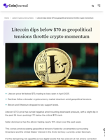 Litecoin dips below $70 as geopolitical tensions throttle crypto momentum - CoinJournal
