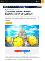 Andreessen Horowitz Warns of Loopholes in Draft Crypto Rules