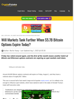 Will Markets Tank Further When $5.7B Bitcoin Options Expire Today?