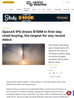 SpaceX IPO draws $118M in first-day retail buying, the largest for any recent debut