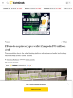 EToro to acquire crypto wallet Zengo in $70 million deal to expand self-custodial services
