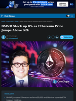 BMNR Stock up 8% as Ethereum Price Jumps Above $2k