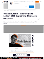 Vitalik Buterin Transfers $1.83 Million ETH, Explaining This Move