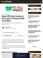 Ripple (XRP) Funds Continue to Defy Crypto ETF Downtrend With Fresh Inflows