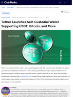Tether Launches Self-Custodial Wallet Supporting USD₮, Bitcoin, and More