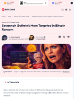 Savannah Guthrie’s Mom Targeted in Bitcoin Ransom - 99Bitcoins