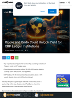 Ripple and Ondo Could Unlock Yield for XRP Ledger Institutions | Live Bitcoin News