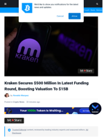 Kraken Secures $500 Million In Latest Funding Round, Boosting Valuation To $15B | Bitcoinist.com