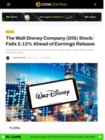 The Walt Disney Company (DIS) Stock: Falls 2.12% Ahead of Earnings Release - CoinCentral