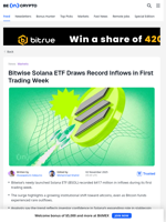 Bitwise Solana ETF Beats Bitcoin and Ethereum on Debut Week