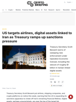 US targets airlines, digital assets linked to Iran as Treasury ramps up sanctions pressure
