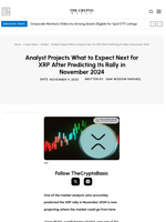 Analyst Projects What to Expect Next for XRP After Predicting Its Rally in November 2024