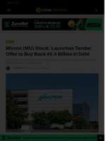 Micron (MU) Stock: Launches Tender Offer to Buy Back $5.4 Billion in Debt - CoinCentral