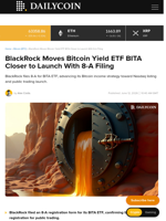 BlackRock Moves Bitcoin Yield ETF BITA Closer to Launch With 8-A Filing - DailyCoin