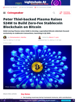 Peter Thiel-backed Plasma Raises $24M to Build Zero-Fee Stablecoin Blockchain on Bitcoin | Coinspeaker