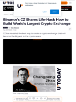 Binance's CZ Shares Life-Hack How to Build World's Largest Crypto Exchange