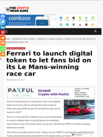 Ferrari to launch digital token to let fans bid on its Le Mans-winning race car - The Crypto News Wire