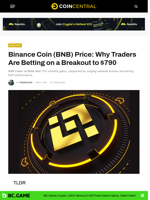 Binance Coin (BNB) Price: Why Traders Are Betting on a Breakout to $790 - CoinCentral
