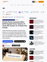 Circle Faces Lawsuit After Drift Exploit Over Claims It Took No Action to Freeze the Funds