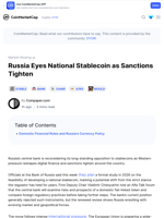 Russia Eyes National Stablecoin as Sanctions Tighten: Guest Post by Coinpaper.com | CoinMarketCap