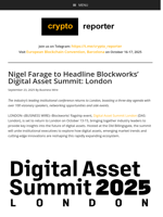 Nigel Farage to Headline Blockworks’ Digital Asset Summit: London