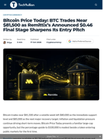 Bitcoin Price Today: BTC Trades Near $81,500 as Remittix's Announced $0.46 Final Stage Sharpens Its Entry Pitch - TechBullion