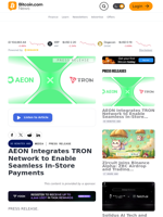AEON Integrates TRON Network to Enable Seamless In-Store Payments – Press release Bitcoin News