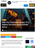 Mill City Ventures Grabs 76.3 Million SUI with Bold $450M Move | Live Bitcoin News