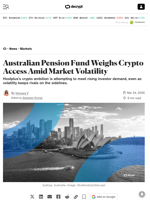 Australian Pension Fund Weighs Crypto Access Amid Market Volatility - Decrypt