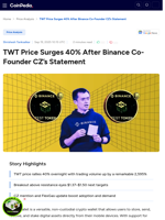 TWT Price Surges 40% After Binance Co-Founder CZ’s Statement 