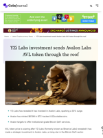 YZi Labs investment sends Avalon Labs AVL token through the roof - CoinJournal