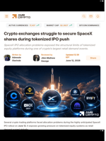 Crypto exchanges struggle to secure SpaceX shares during tokenized IPO push - AMBCrypto