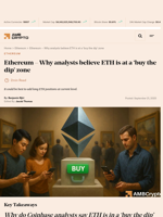 Ethereum - Why analysts believe ETH is at a ‘buy the dip’ zone - AMBCrypto