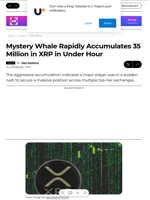 Mystery Whale Rapidly Accumulates 35 Million in XRP in Under Hour - U.Today