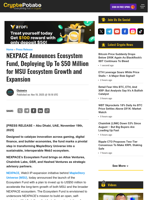 NEXPACE Announces Ecosystem Fund, Deploying Up To $50 Million for MSU Ecosystem Growth and Expansion