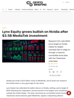 Lynx Equity grows bullish on Nvidia after $3.5B MediaTek investment