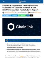 Chainlink Named Standard for $16T Tokenization Market